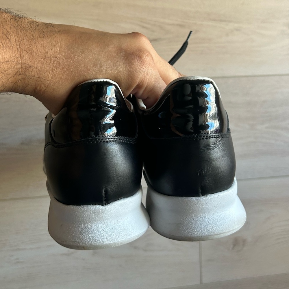 John Galliano Black Leather Sneakers Size 9.5 - Picture 8 of 11